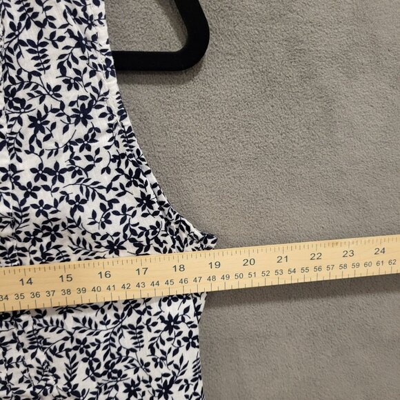 GAP Shirt Womens‎ Small White Blue Floral Sleeveless Pintuck Button Front Top - Picture 7 of 8